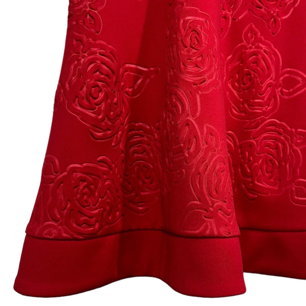 Nanette Lepore L'Amour Mini Dress Size S Red Sculptured Roses Date Going Out - Picture 9 of 10